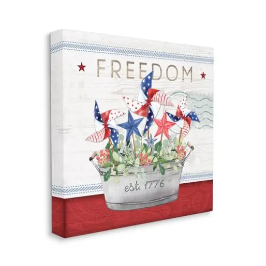 Stupell Industries Freedom Americana Floral Pinwheels Canvas Wall Art {4}