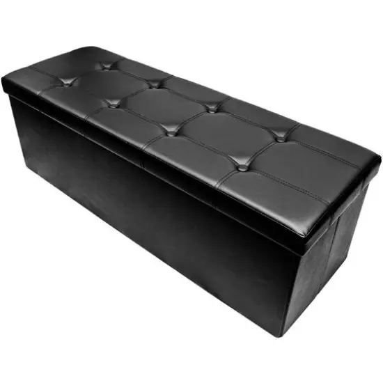 Sorbus 43" Faux Leather Storage Bench Black {1}