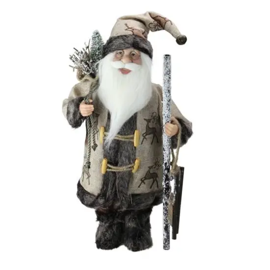 16.5" Country Rustic Santa Claus Carrying Sled & Sack of Gifts {7}