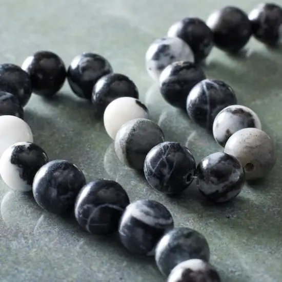 Black & White Zebra Stone Round Beads, 8mm by Bead Landing&trade; {3}