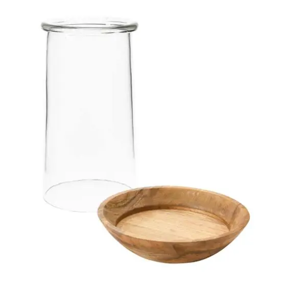 Hello Honey&reg; 13'' Glass Hurricane with Wood Base {4}