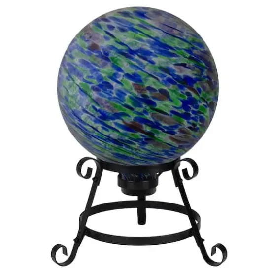 10" Green & Blue Swirl Designed Garden Gazing Ball {3}