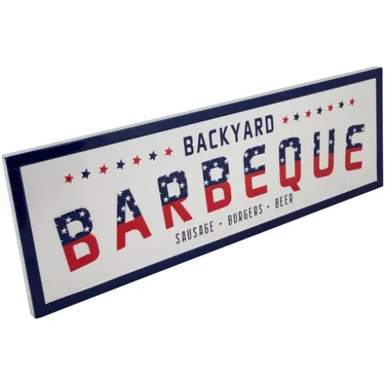 23" Backyard Barbeque Americana Metal Wall Sign {4}