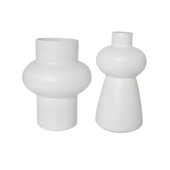 White Glass Unique Trumpet Vase Set {13}