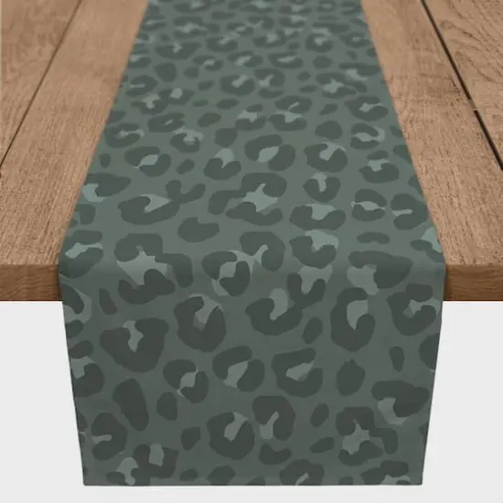 90" Leopard Cotton Twill Runner Gray {1}