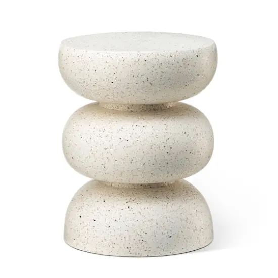 Glitzhome&reg; 18" Multifunctional Faux Terrazzo Garden Stool White {1}