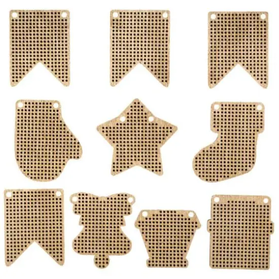 Wonderland Crafts 20 Piece Christmas Wooden Embroidery Blanks {3}