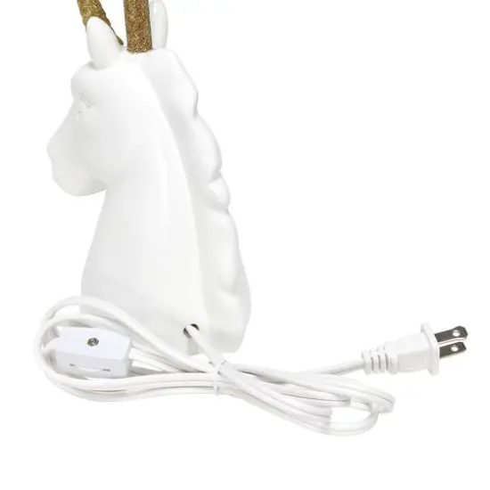 Simple Designs 15.5" Unicorn Table Lamp White/Gold Glitter {10}