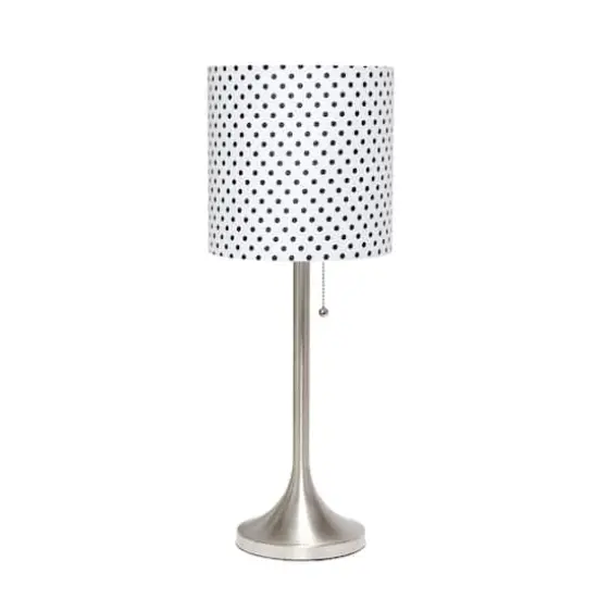Simple Designs 21.5" Tapered Brushed Nickel Table Lamp with Fabric Drum Shade Polka Dot {1}