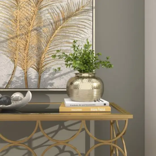 7" Gold Aluminum Brushed Vase with Hammered Top {7}