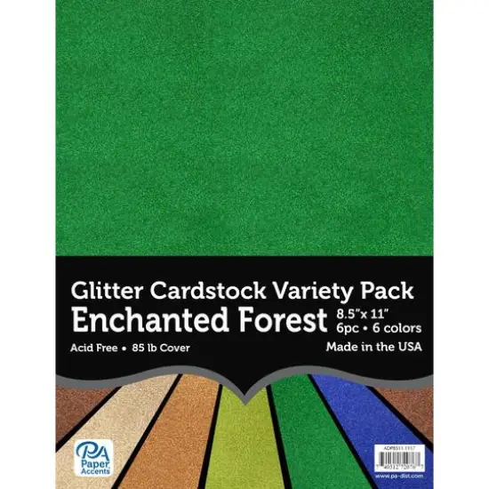 PA Paper&trade; Accents Enchanted Forest 8.5" x 11" Glitter Cardstock Variety Pack, 6 Sheets {1}