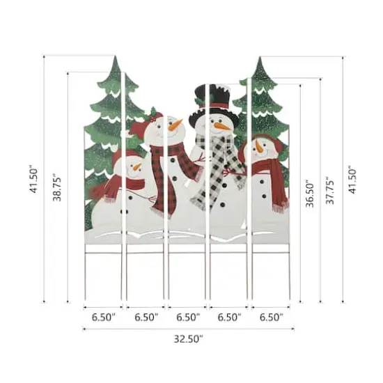 Glitzhome&reg; 41.5'' Metal Snowman Family Combo Yardstake {8}