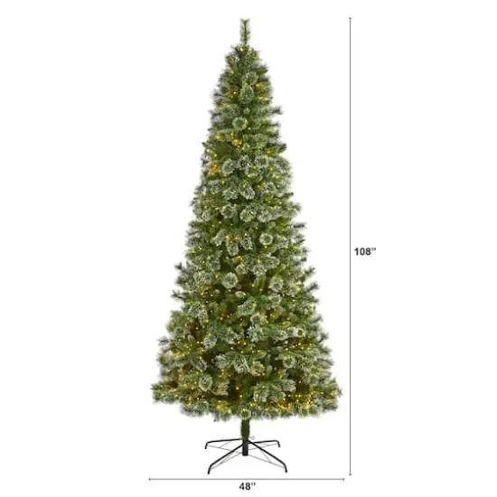 9ft. Pre-Lit Wisconsin Slim Snow Tip Pine Artificial Christmas Tree with Clear LED Lights {3}