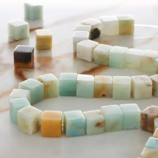 Multicolor Amazonite Cube Beads by Bead Landing&trade;  {3}