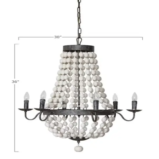 Hello Honey® 36" Multicolor Metal and Draped Wood Bead Chandelier {9}