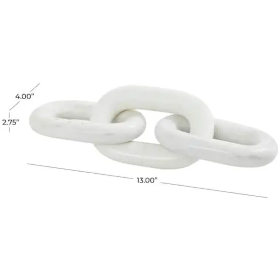 13" White Marble Geometric 3-Link Chain Sculpture D&eacute;cor {4}