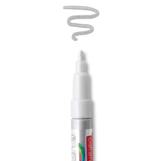 Metallic Fine Tip Multi-Surface Premium Oil-Based Paint Pen by Craft Smart&reg; Silver {4}