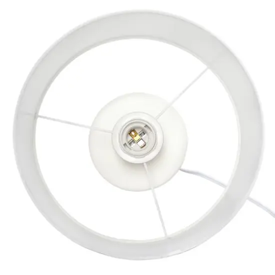 Simple Designs White Shade Ceramic Hourglass Table Lamp Off White {10}