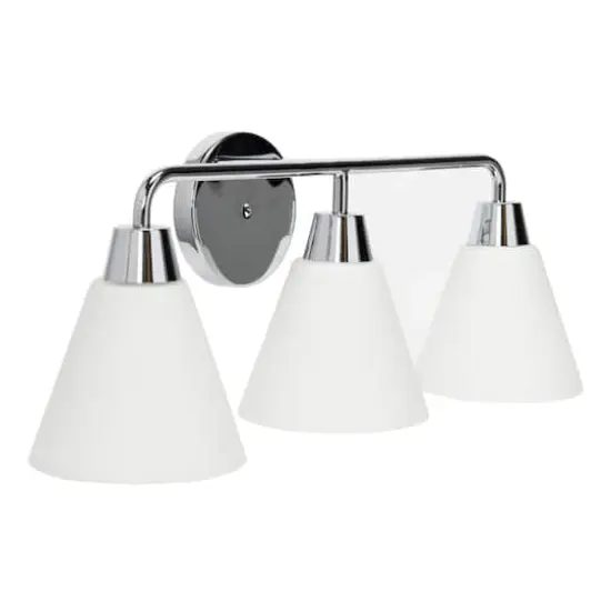 Hello Honey&reg; Robert Stevenson Lighting Brody Chrome Metal & Frosted Glass 3-Light Vanity Light {6}