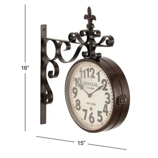 Black Vintage Metal Wall Clock, 16" x 15" {10}