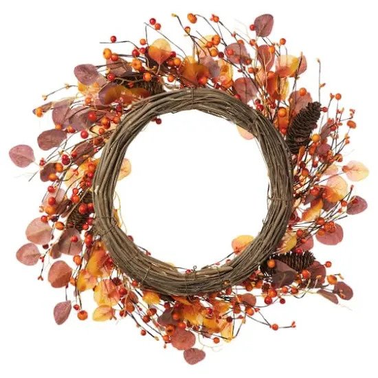 Glitzhome&reg; 22" Fall Eucalyptus Berry Wreath {15}