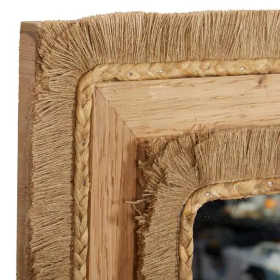 36" Brown Bohemian Style Wood Wall Mirror {4}
