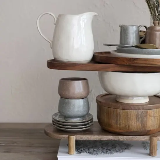 Hello Honey&reg; 64oz. Cream Speckled Reactive Glaze Stoneware Pitcher {3}