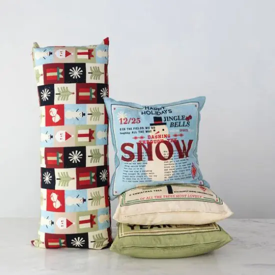 Hello Honey&reg; Multicolor Cotton Printed Lumbar Pillow with Holiday Pattern {3}