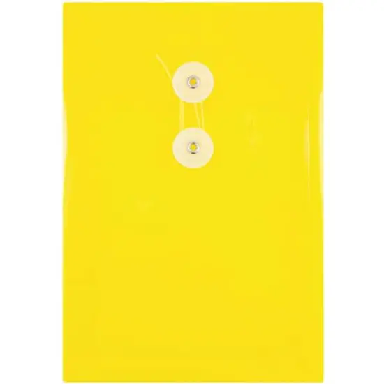JAM Paper 6.25" x 9.25" Button & String Tie Closure Plastic Envelopes, 12ct. Yellow {1}