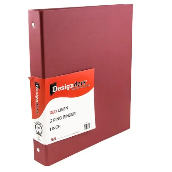 JAM Paper 1" Premium Red Linen Texture 3-Ring Binder {1}