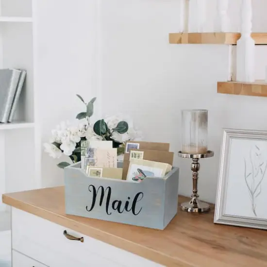 Elegant Designs Decorative Script Word Mail Organizer Box Gray Wash {5}