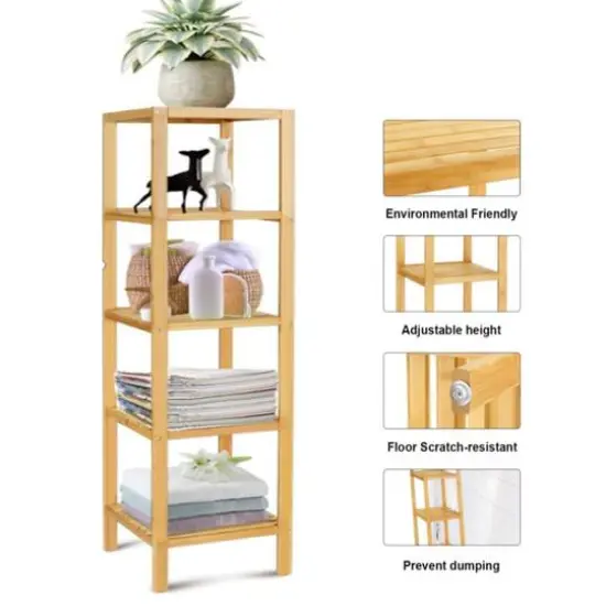 Bamboo 5-Tier Multifunctional Storage Rack {4}