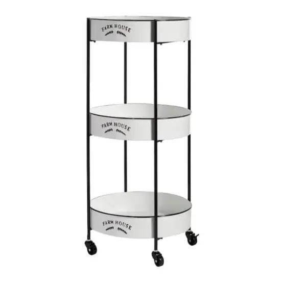 White Farmhouse Metal Storage Cart {3}