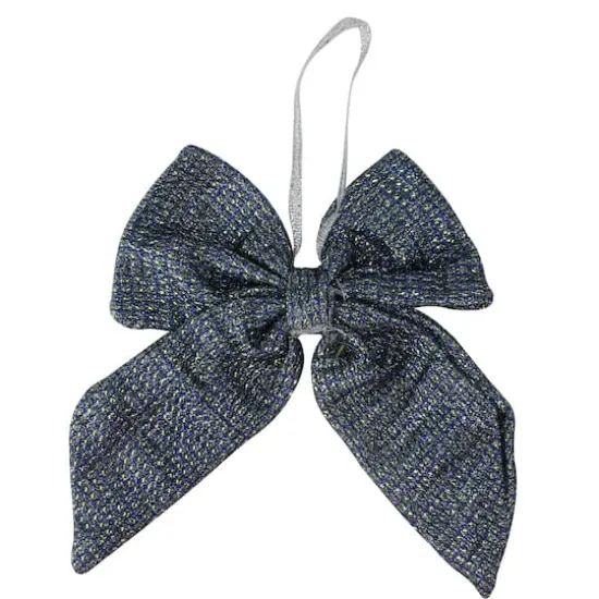 5.25" Blue Double Loop Christmas Bow Wall D&eacute;cor {1}