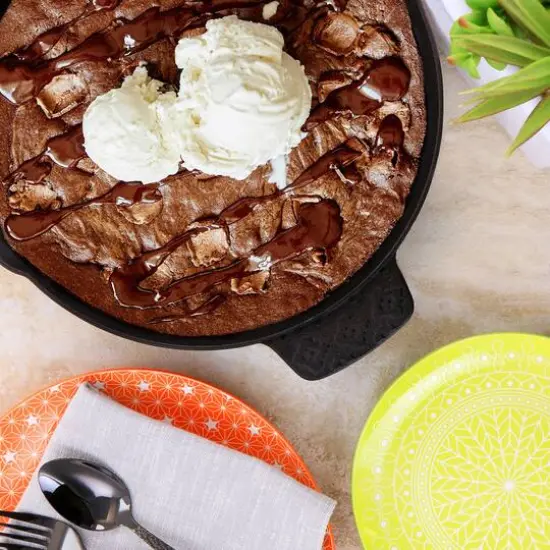 Spice by Tia Mowry Savory Saffron 12" Cast Iron Skillet with Pouring Spouts {4}