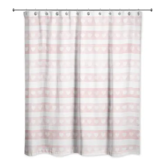 Simple Watercolor Stripe Heart Pattern Shower Curtain {1}