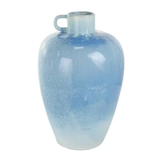 18" Blue Unique Textured Ceramic Ombre Vase {8}