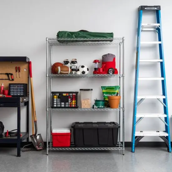 Iris&reg; 71" Silver 4-Tier Wire Rack Shelf {3}