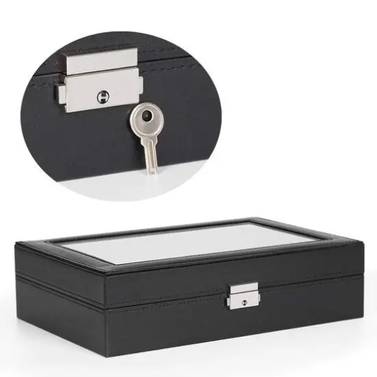 Charcoal Black Grand Ebony Jewelry Watch Box {7}