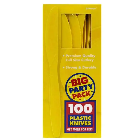 JAM Paper Premium Plastic Knives, 100ct. Yellow {3}