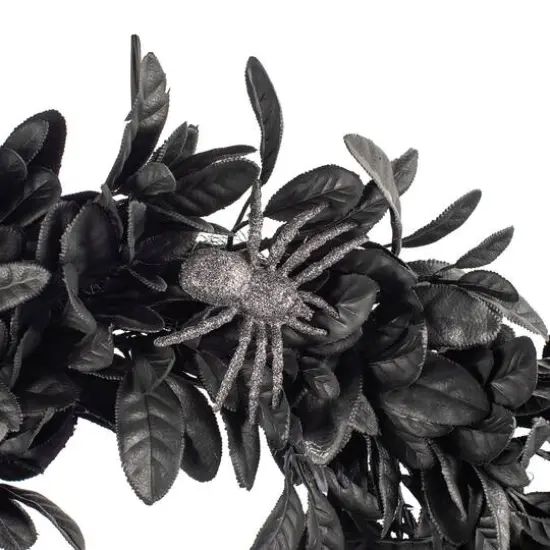 26" Black Leaves with Spiders Wreath by Ashland&reg; {7}