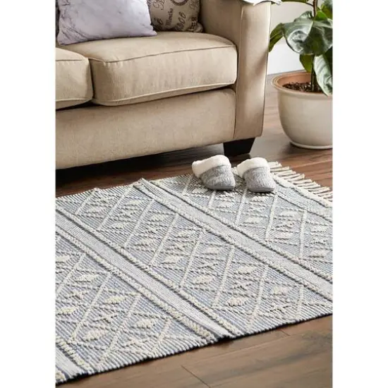 DII&reg; Textured Hand-Loomed Rug, 4ft. x 6ft. Natural and French Blue {7}