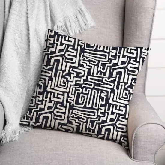 Wiggly Shapes Indoor/Outdoor Pillow Navy {3}