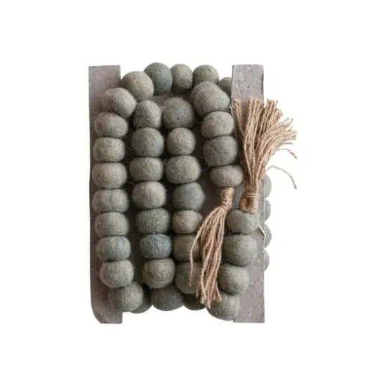 Hello Honey&reg; 6ft. Handmade Wool Felt Ball Garland with Jute Tassels Gray {4}