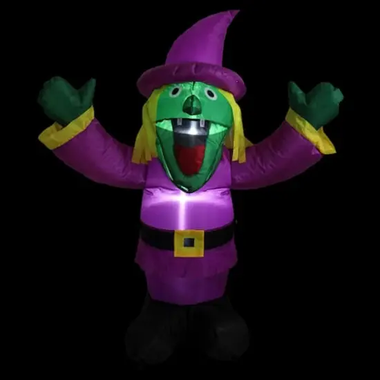 3.5ft. Purple Inflatable Lighted Witch Halloween Outdoor Decoration {3}