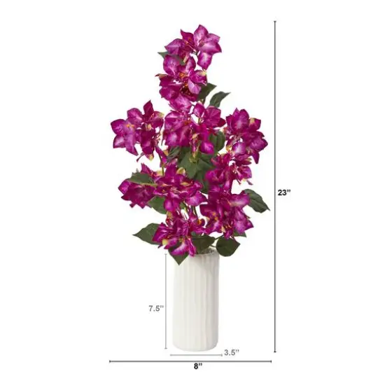 23" Bougainvillea Plant in White Planter {3}