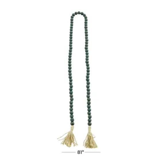 Green Wood Bohemian Bead Garland 81" x 1" x 1" {5}