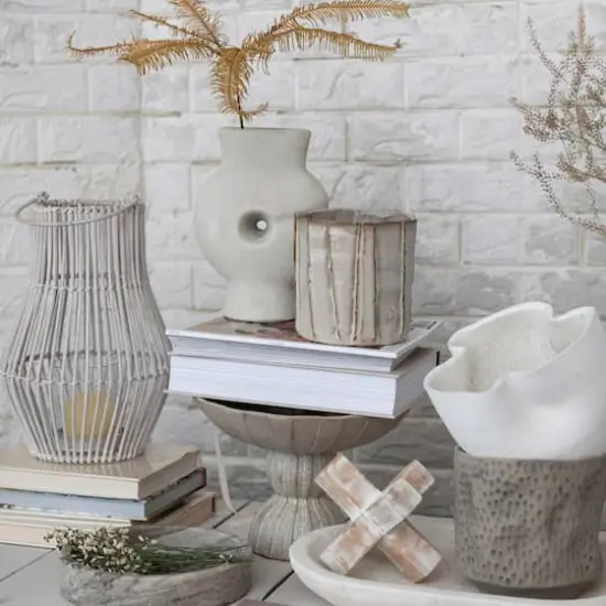 Hello Honey&reg; 6" Whitewashed Mango Wood Jack Cross Decoration {3}