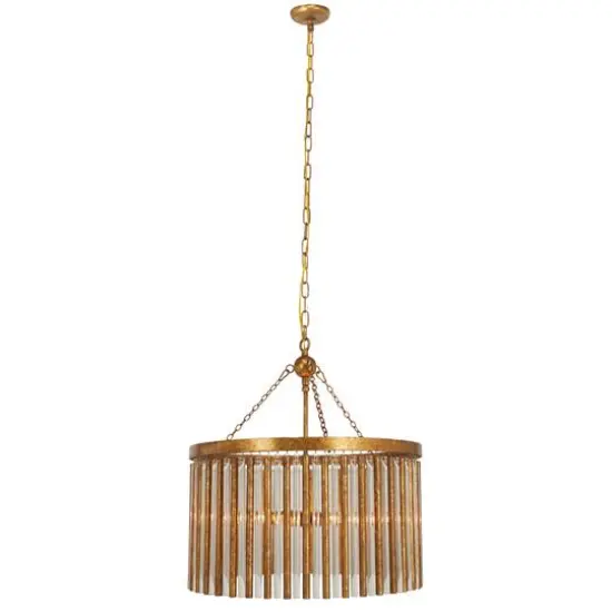Gold Iron Glam Drum Chandelier, 25" x 22" x 22" {1}