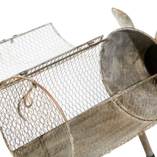 Gray Distressed Metal Farmhouse Pig Planter Set {6}